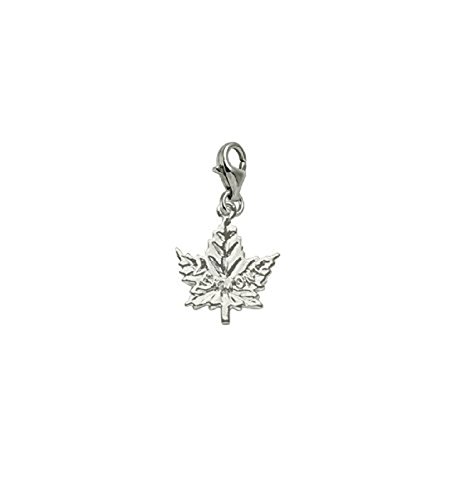 Rembrandt Sterling Silver Vermont Maple Leaf Charm with Lobster Claw Clasp, Charms for Bracelets and Necklaces