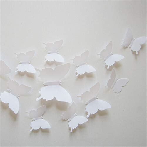 24 unids/Lote PVC 3D DIY Butterfly Wall Pegatinas de la Pared Decoración del hogar Cartel para la Cocina Adhesiva a la decoración de los calcomanías de Pared (Color : White) Cover