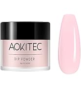 Aokitec Dip Powder Thin Pink Color, Nail Dipping Powder French Powder Pro Collection System Nail ...