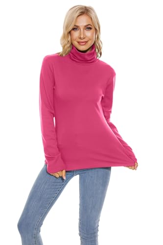 Image of TAIPOVE Cotton Fleece Lined Turtleneck Top for Women Long Sleeve Mock Turtle Neck Lightweight Sweater Thermal Underwear Shirt