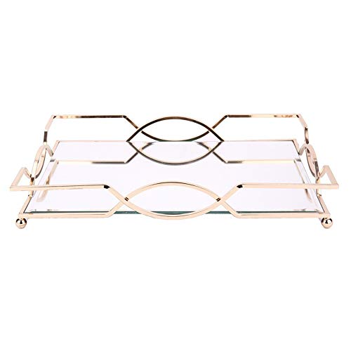 Preisvergleich Produktbild Schmucktabletts Rectangle Dekorative Couchtisch Parfüm Wohnzimmer Küche Serviertablett Schöne Moderne elegante Gold-Messing für Hochzeit und Hause Dekoration ( Color : Gold , Size : 30.5x23.5x6cm )