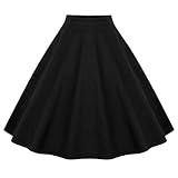 KILLREAL Women's Casual Knee Length High Waisted Flare Midi A Line Full Circle Formal Skirt Plus Size Black XXXX-Large