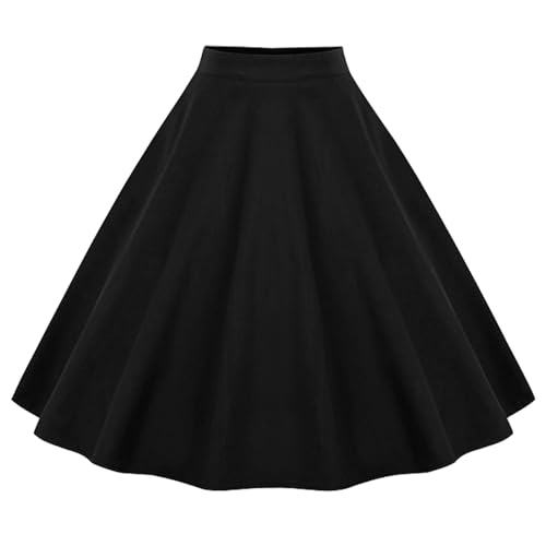 KILLREAL Women's Vintage Knee Length Flare Floral A Line Pleated Skirt