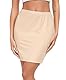 Vlazom Damen Unterrock Kurz Petticoat Knielang Halbrock Unsichtbar Unterkleid Nachtkleid Elegantes Silky Touch（S，Nude）