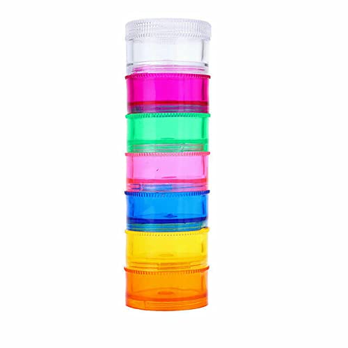 URFEDA Pill Box 7 Days Morning Evening Pill Box 7 Compartments Rainbow Cylindrical Large Compartments Medication Box for Storing Vitamins, Fish Oil Tablets, Medicines or Additional Preparations