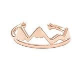 Altitude Boutique Mountain Ring, Snowy Mountain Jewelry for Women, Outdoor Enthusiast Gifts, Adjustable Size (Rose Gold)