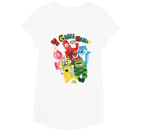Yo Gabba Gabba! Hello Friends Cast Photo TV Show T-Shirt, Girls, White, X-Small