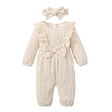 puseky Baby Mädchen Set Baby Mädchen Herbst Kleidung Rundhals Rüschen Outfits Baumwolle Jumpsuit
