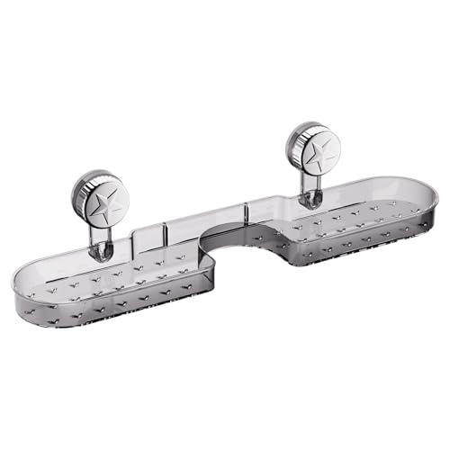 NPXUAMTJ Rustproof Shower Organiser For Shampoo Wall Mounted Suction Cup Storage Rack Space Saving Bathtub Accessories Holder Modern Bathroom Decoration