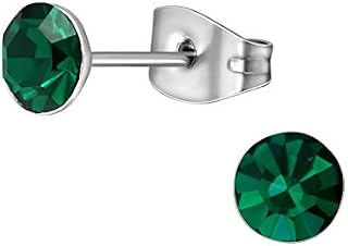 Hypo-Allergenic Emerald Green Crystal Surgical Stainless Steel Stud Earrings by Kate Benson