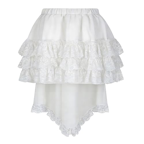 Robe cosplay gothique blanche en dentelle avec jupe asymétrique