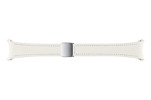 Image of SAMSUNG Galaxy Watch 6, 5, 4 Series Hybrid Eco Leather Band, Slim, Magnetic D-Buckle Closure for Men, Women, Smartwatch Replacement Strap, One Click Attachment, Small /Medium, ET-SHR93SUEGUJ, Cream