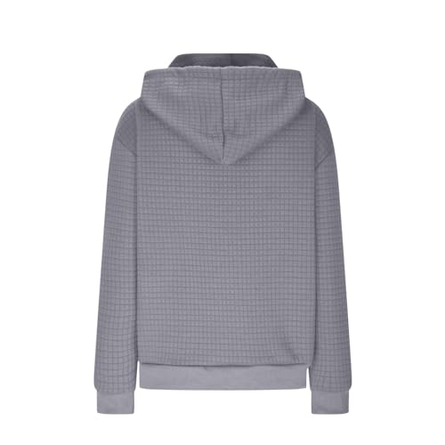 Moletom feminino com capuz grande gráfico leve com cordão e botão outono casual, Z01b-cinza, M