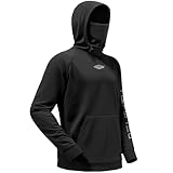 Palmyth Mens Fishing Hoodie with Neck Gaiter Water Resistant Windproof Fleece Lining Thumb Holes Performance Sweatshirt Black L