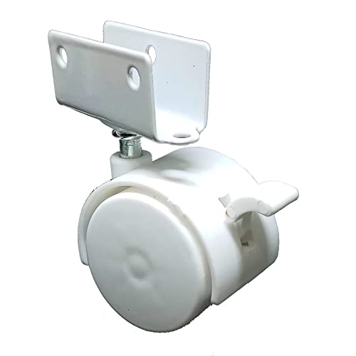 Kit 2 Rodizio para moveis Giratório com freio + 2 sem freio 40mm Perfil U 12mm Branco
