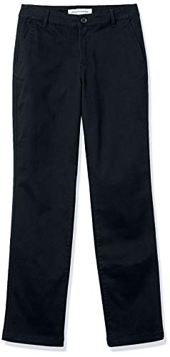 Amazon Essentials Damen-Chinohose, schmale Passform, gerades Bein, Stretch-Twill, Schwarz, Größe 44