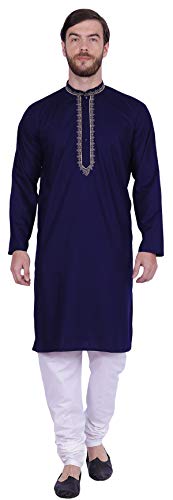 Maple Clothing Men's Kurta Pajama Embroidered Dress Cotton Indian Clothes