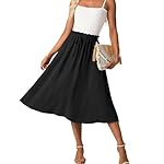 Womens Causal High Waisted Summer Midi Skirts Flowy Palazzo A-Line Long Skirt with Pockets