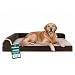 Furhaven Pet Dog Bed | Deluxe Orthopedic Two-Tone Plush Faux Fur & Suede L Shaped Chaise Lounge Living Room Corner Couch Pet Bed w/ Removable Cover for Dogs & Cats, Espresso, Jumbo