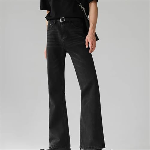 Men's Bell Bottom Denim Jeans Vintage Style Casual Loose Fit Straight Leg Trousers for Daily Wear4