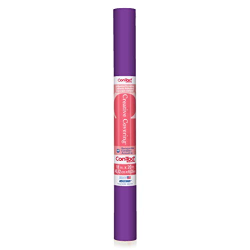 Con-Tact Brand Creative Covering, Self-Adhesive Shelf Liner, Multi-Purpose Vinyl Roll, Easy to Use and Apply, 18'' x 20', Purple