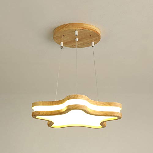Lustre moderne pour enfants anti-éblouissement, suspension LED 30W en bois pour chambre