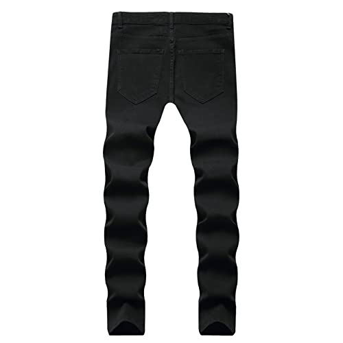 Maiyifu-GJ Men Distressed Ripped Biker Jeans Slim Straight Fit Stretchy Moto Denim Pants Retro Hip Hop Jean Trousers Holes2