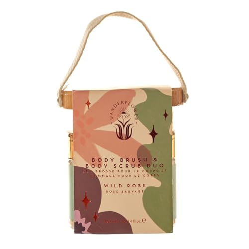 Soin exfoliant corps Wanderflower et brosse rituel spa à la rose sauvage à la maison