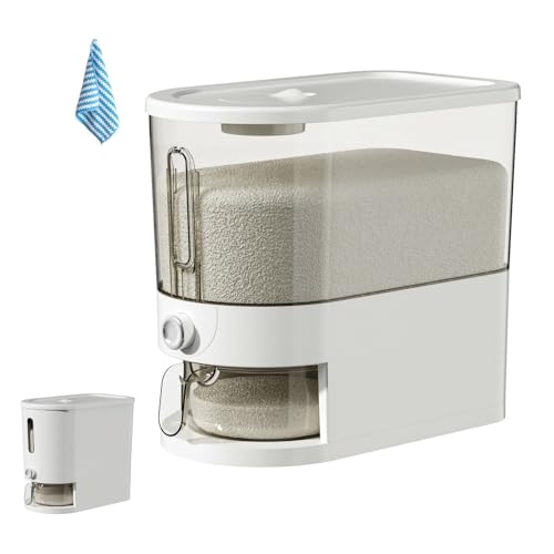 密閉米びつ ライスストッカー 自動計量こめびつ 5kg/10kg お米保存容器 密閉防湿 計量カップ付き 透明窓付き 防虫対応 多機能収納 米櫃 スリム設計 キッチン用 保存ケース コーヒー豆・小麦粉対応(透明,5kg)