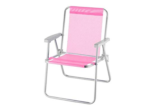 CADEIRA DE PRAIA ALTA ALUMÍNIO BEACH PREMIUM ROSA