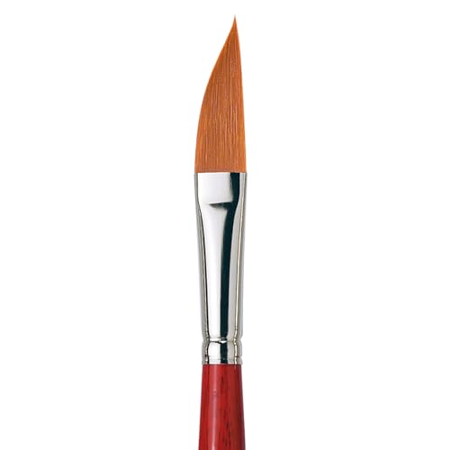 Image of da Vinci Watercolor Series 5587 CosmoTop Spin Paint Brush, Slant Liner Synthetic with Red Handle, Size 14 (5587-14)