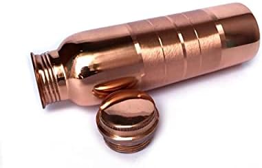 BUYERWELL Embossed Copper Water Bottle 17oz - Ayurvedic, Antique Finish, Leak Proof Lid, Pure Copper For Health Benefits