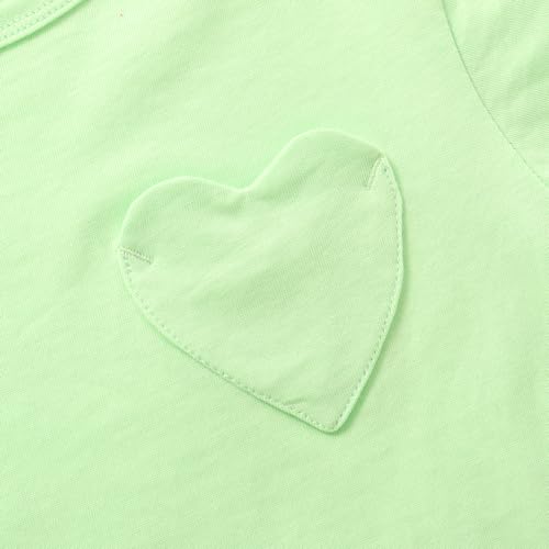 Image of Noomelfish Girls Short Sleeve Heart Pocket T-Shirts Casual Cotton Tee Tops Blouse (5-12 Years)