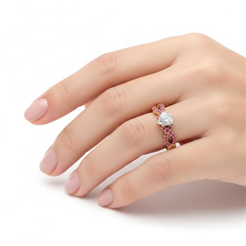 Anillo de compromiso de oro amarillo para jurar amor infinito con un corazón 4