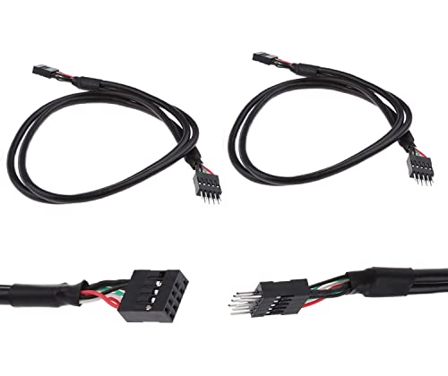 MEIRIYFA Lot de 2 câbles d'extension USB 2.0 mâle 9 broches vers femelle 9 broches pour carte mère interne - 50 cm