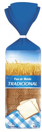 Pan de Molde Tradicional – 24 Rebanadas, 820g | Pan Blanco para Sándwiches y Tostadas, Tierno y Fresco, Ideal para Desayuno y Merienda