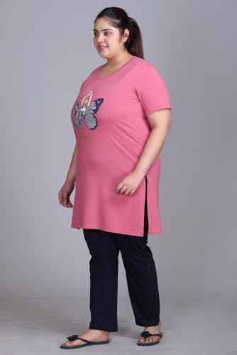 Image of In Love Women's Plus Size Graphic Printed Cotton Night Suit Set Short Sleeve