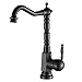 SHUNLI Robinet de Cuisine Mitigeur Cuisine,Laiton Massif Un Trou Levier Unique Haute-Arc Robinets de Lavabo Évier,Rétro et Antique Design,Bronze Huilé