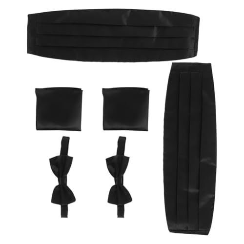Set de 6 piezas: fajín y pajarita para hombre en satén negro