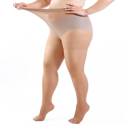 Kaempe Tights For Women Plus Size, High Waist Sheer Plus Size Tights, Thin Women's Pantyhose (3XL)