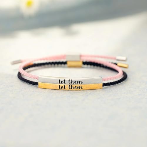 Let Them Tube Bracelet for Women, Self Worth Motivation Bracelet Adjustable Braided Rope Handmade Engraved Bracelets Stainless Steel To My Daughter/Best Friend Inspirational Gifts Jewelry4