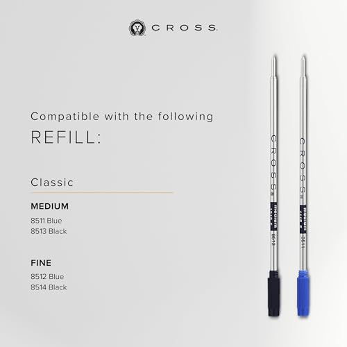Image of Cross Calais Matte Gray & Black Refillable Ballpoint Pen - Medium Point, Black Ink, Smooth Writing, Presented in a Luxury Gift Box