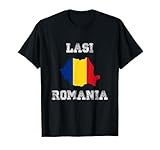 Lasi Rumania Vintage Rumania Bandera Mapa Diseño Camiseta