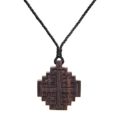 81Stgeneration Women's Men's Wood Jerusalem Crusader Cross Religious Charm Pendant Necklace #TOP9
