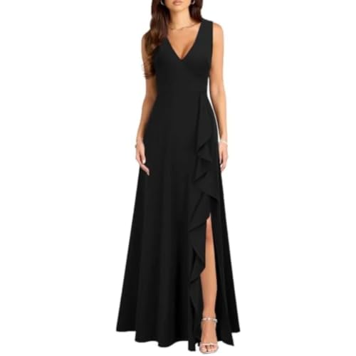Robe d'été féminine avec poches et volants, la coupe longue parfaite du S au XXL