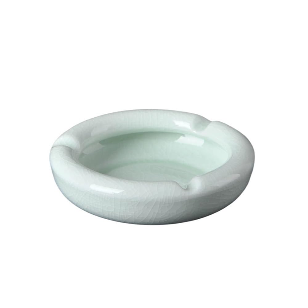 Smoking Accessories 10.8 cm Porcelain Ashtray,Chinese Ru Kiln Celadon Handmade Ceramic Creative Cigarette Ashtrays(Green)