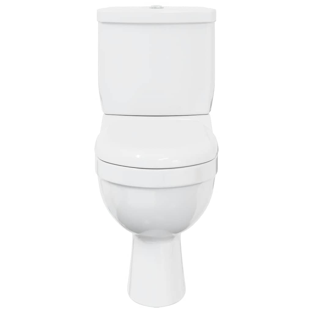 vidaXL Toilette con Cisterna Bianca Gabinetto Bagno Sciacquone Vaso WC Scarico