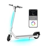 OKAI NEON Electric Scooter with Atmospheric Lights - 25 Miles Range & 15.5 Mph - Lightweight Folding Commuter E Kick Scooters for Adults (White)