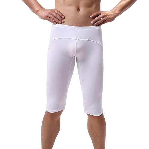 Men's Compression Legging Capris Running Tights Low Rise Mesh Gym Training Shorts