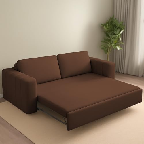 Image of Cisco 3 Seater Sofa Cum Bed for Home & Living Room (Brown) | Modern Premium Fabric Sofa | Comfortable Convertible Sofa Bed | Space-Saving Furniture for Home, Office & Living Room